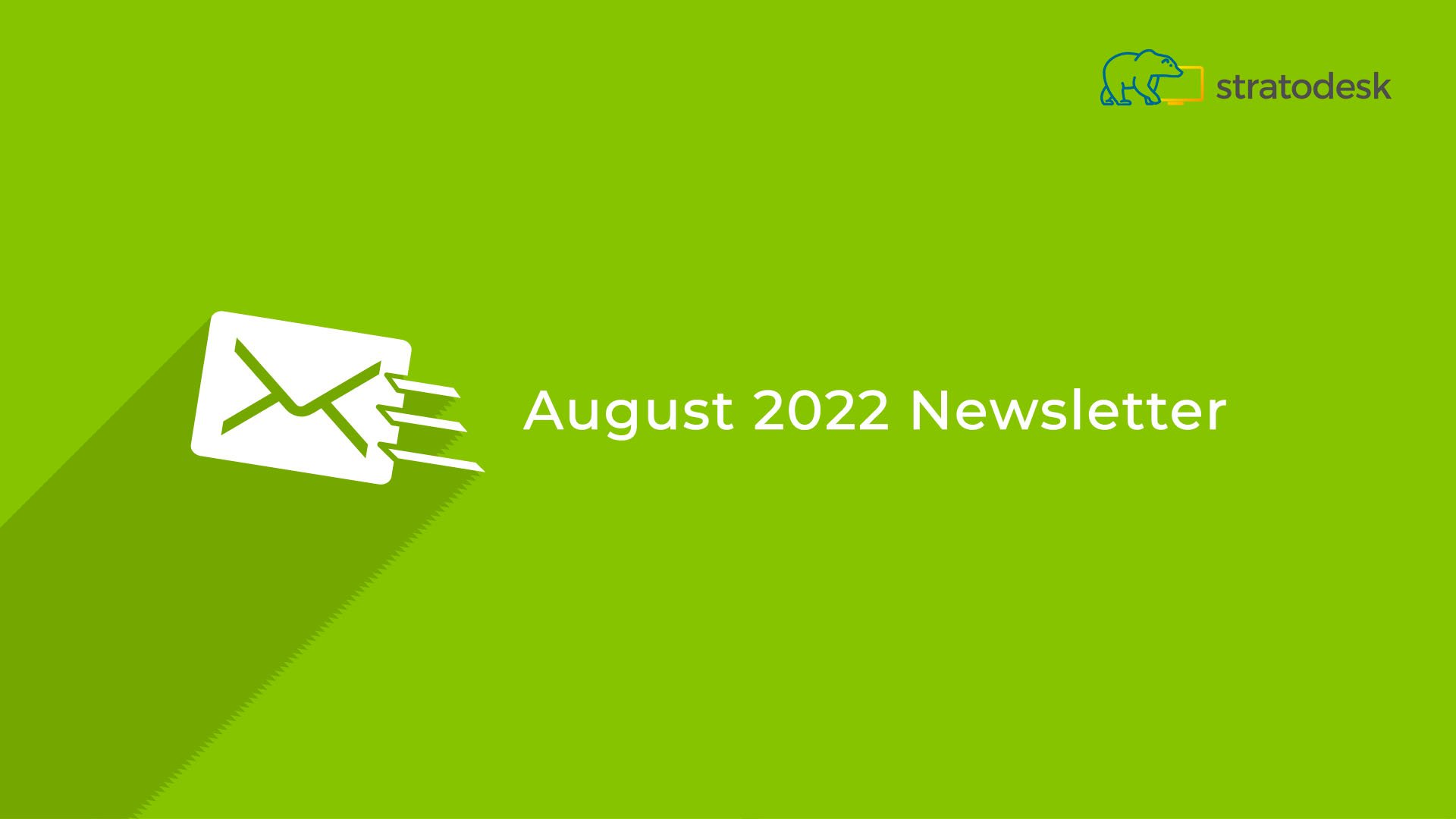 August newsletter, green background image with envelope icon